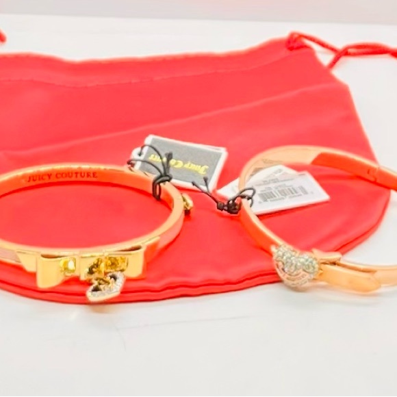 NWT Juicy Couture Bow & Heart Pave Bangle Set of 2 - Picture 9 of 9